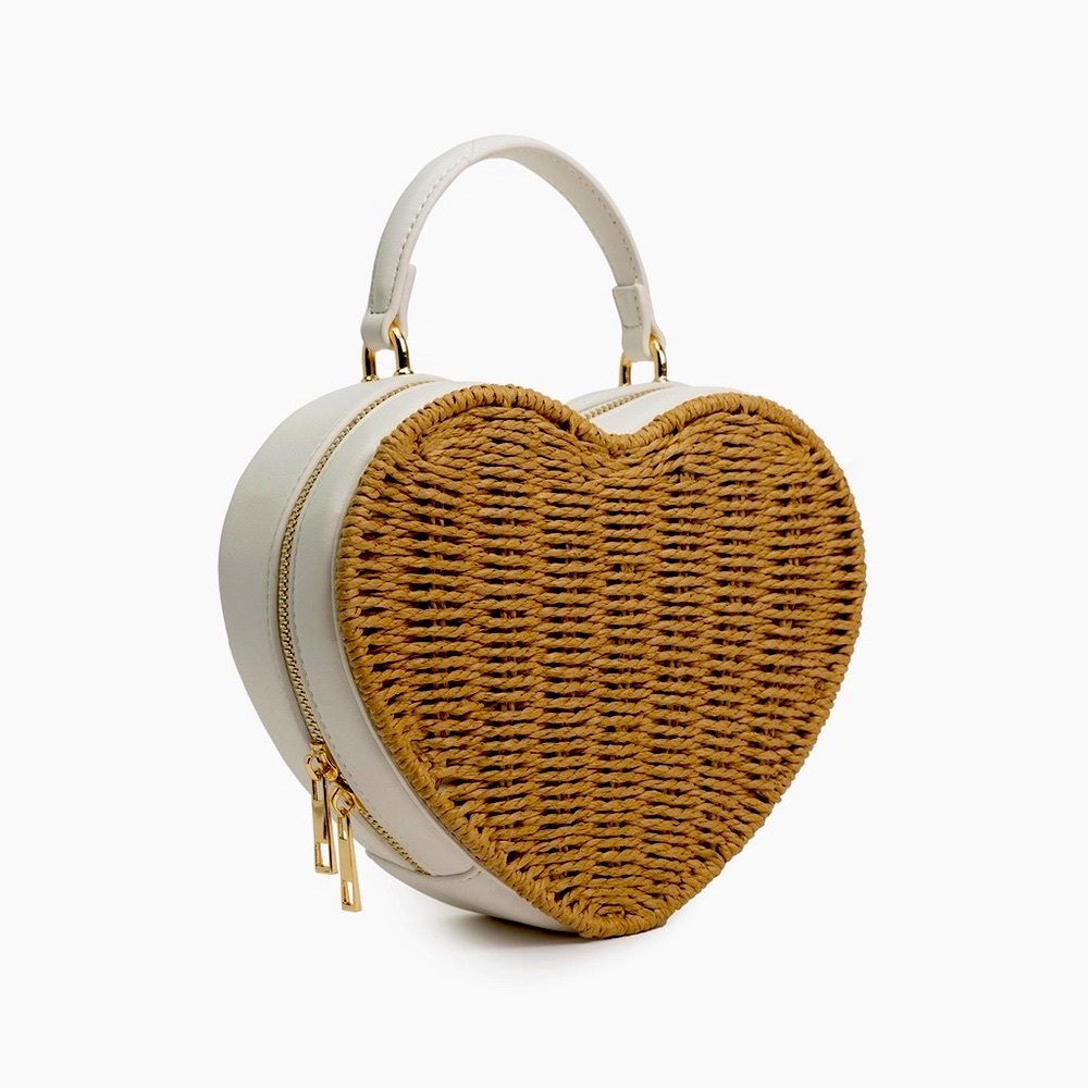 Woven Wicker Love Heart Bag